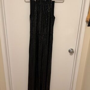 Elegant Black Sequin Overall Jumpsuit